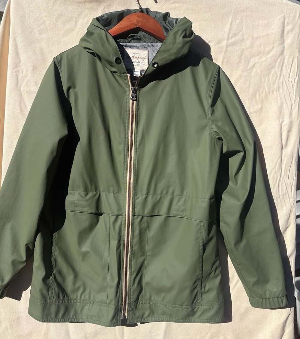 Weatherproof Vintage Green Hooded Rain Jacket Size S